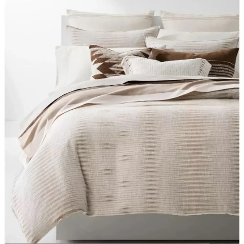 Ralph Lauren Mason Geo Stripe Queen Duvet Cover Set 3pc Cotton Percale